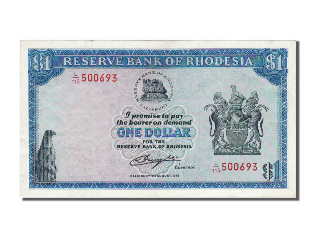 bankovka, 
  
  Rhodesia, 
  
  1 dolár