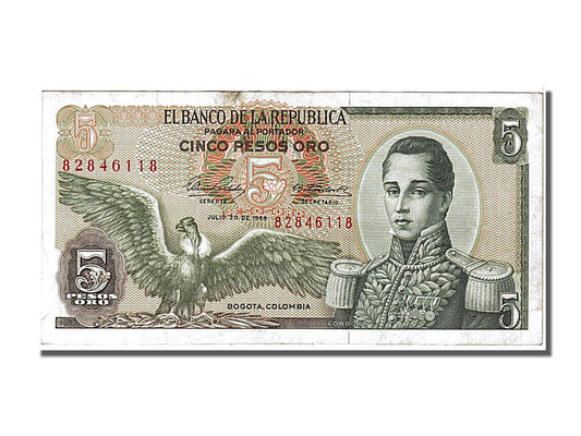 bankovka, 
  
  Kolumbia, 
  
  5 pesos oro