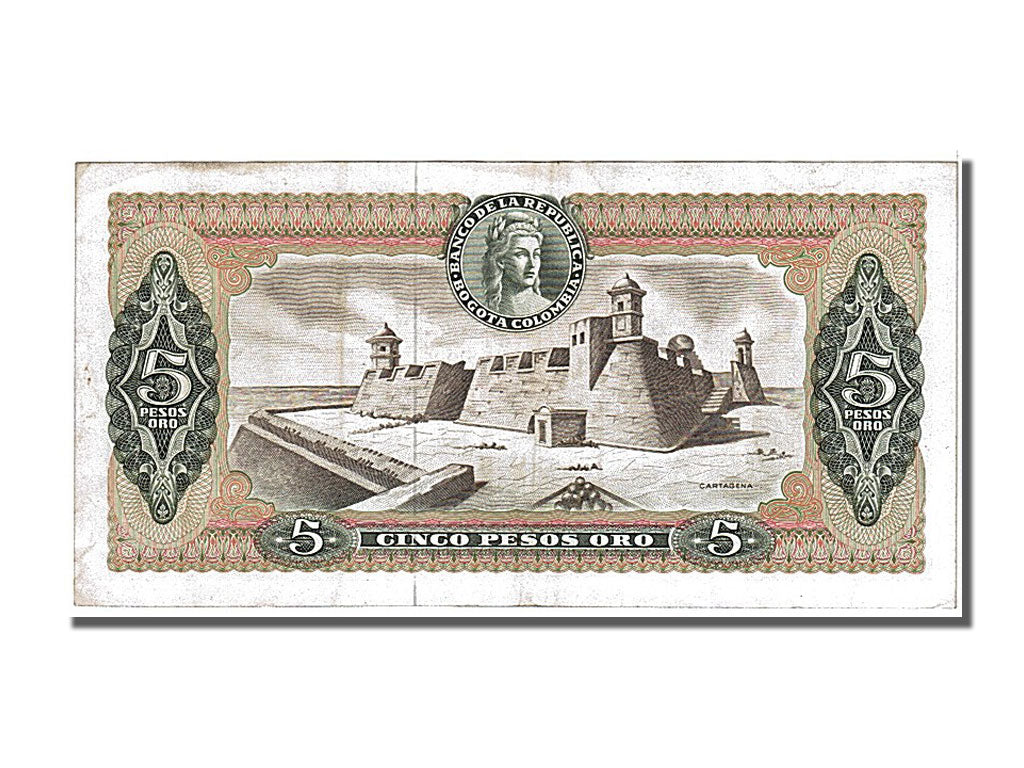 bankovka, 
  
  Kolumbia, 
  
  5 pesos oro