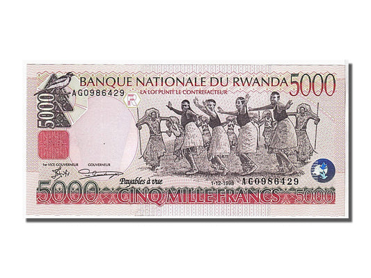 bankovka, 
  
  Rwanda, 
  
  5000 frankov