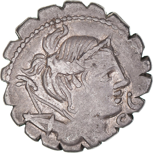 minca, 
  
  Ti. Claudius Ti. f. Ap. n. Nero, 
  
  Denár Serratus