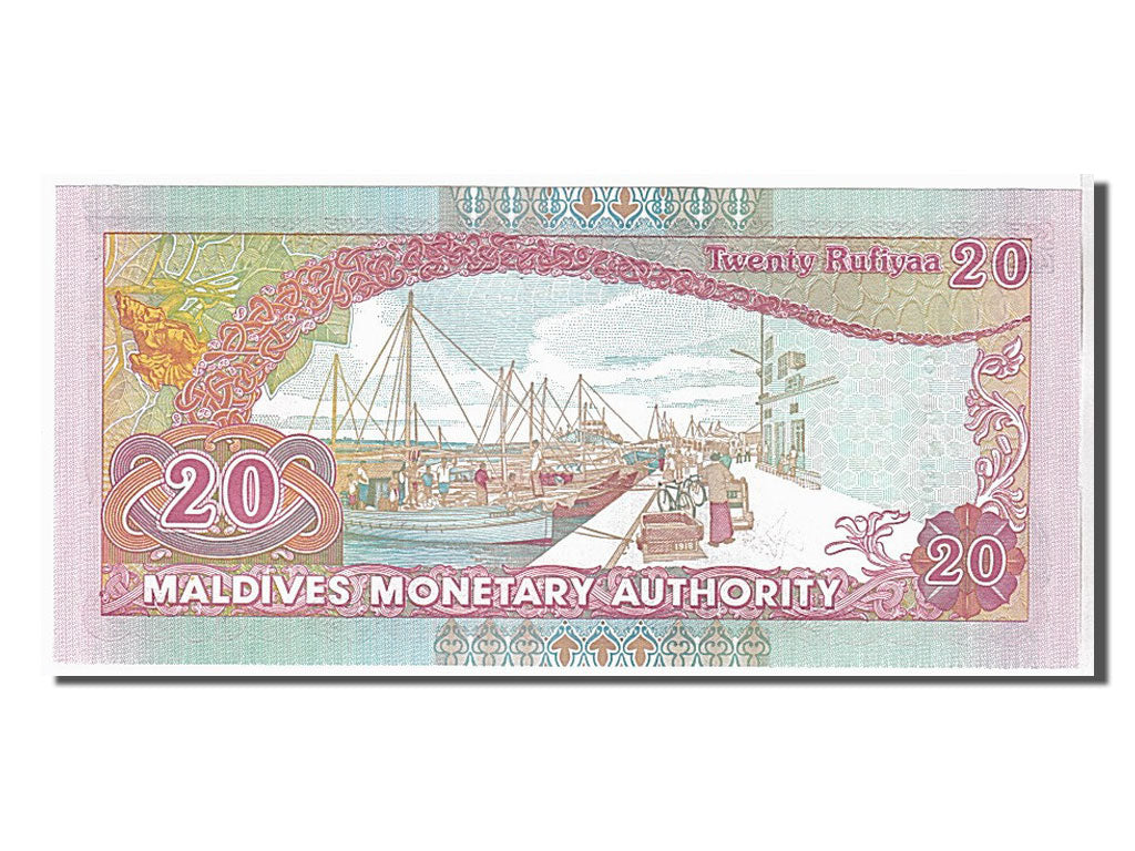 bankovka, 
  
  Maledivy, 
  
  20 Rufiyaa