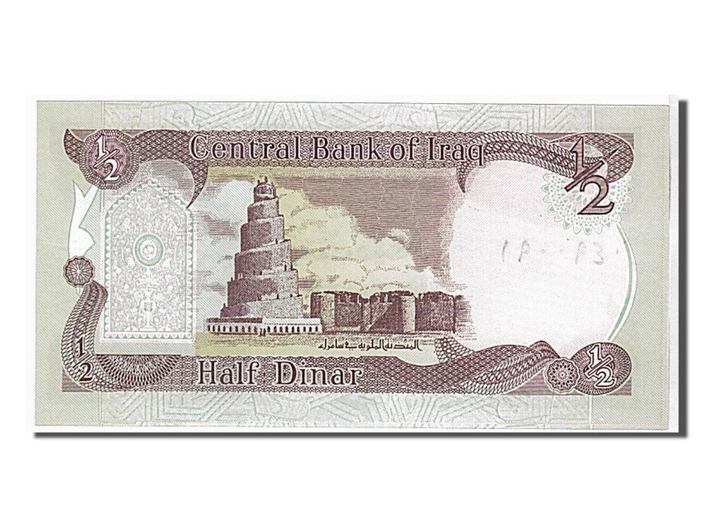 bankovka, 
  
  Irak, 
  
  1/2 dinára