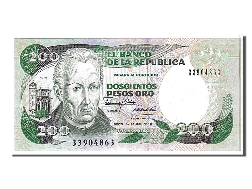 bankovka, 
  
  Kolumbia, 
  
  200 pesos oro