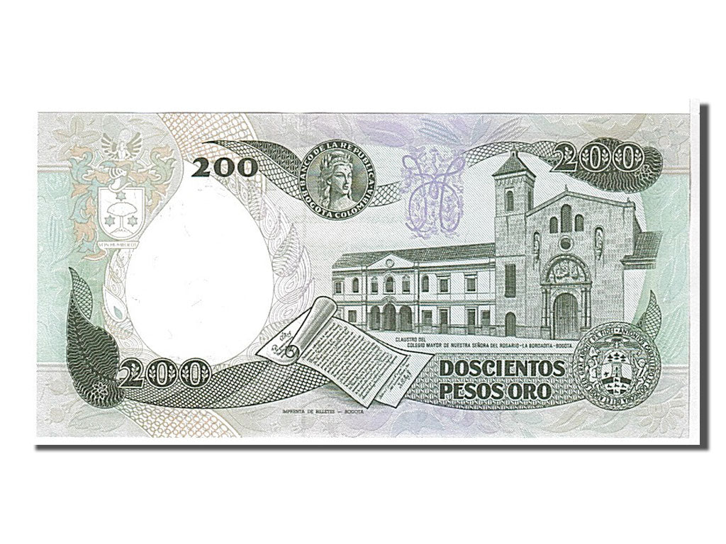 bankovka, 
  
  Kolumbia, 
  
  200 pesos oro