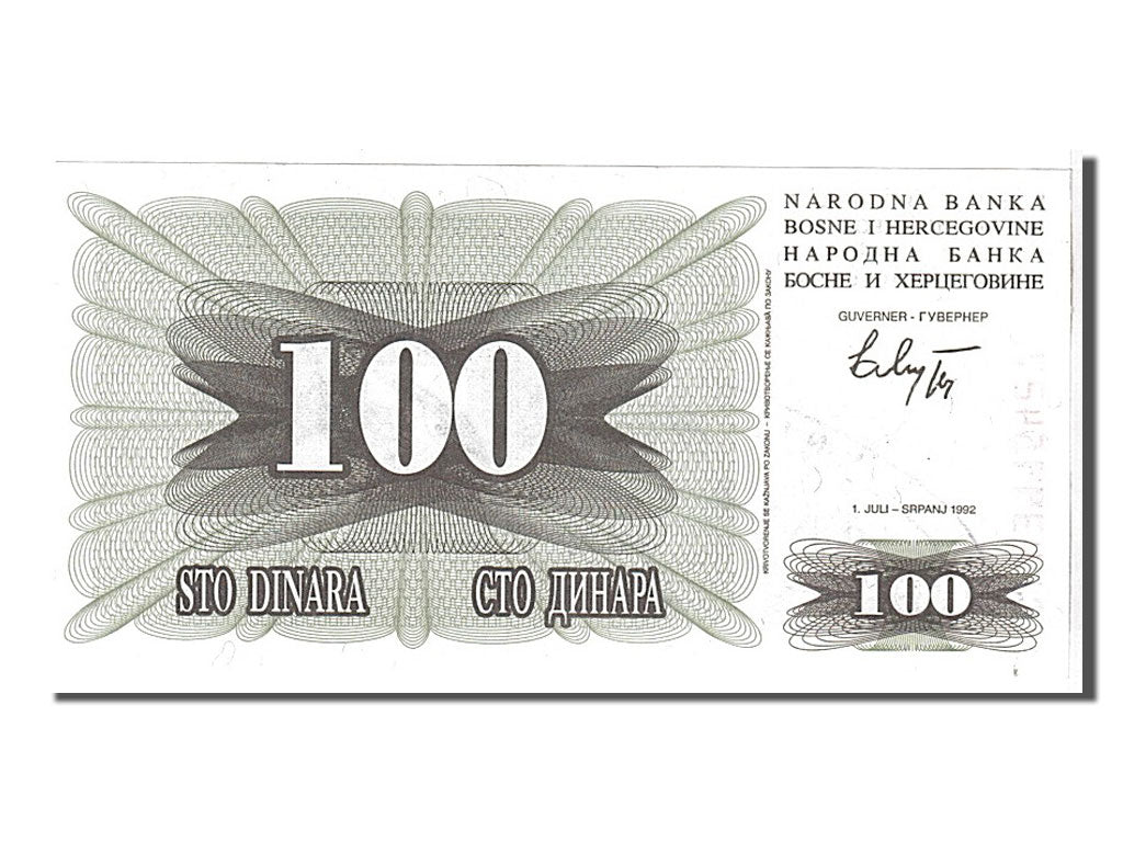 bankovka, 
  
  Bosna a Hercegovina, 
  
  100 dinárov