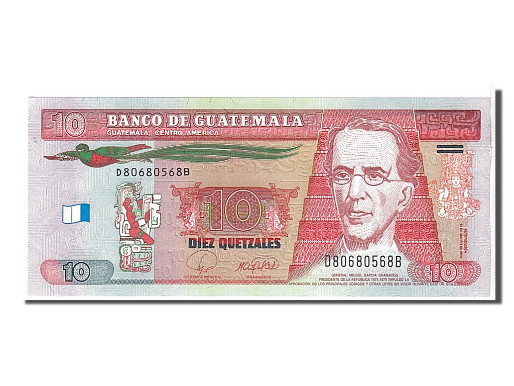 bankovka, 
  
  Guatemala, 
  
  10 quetzales