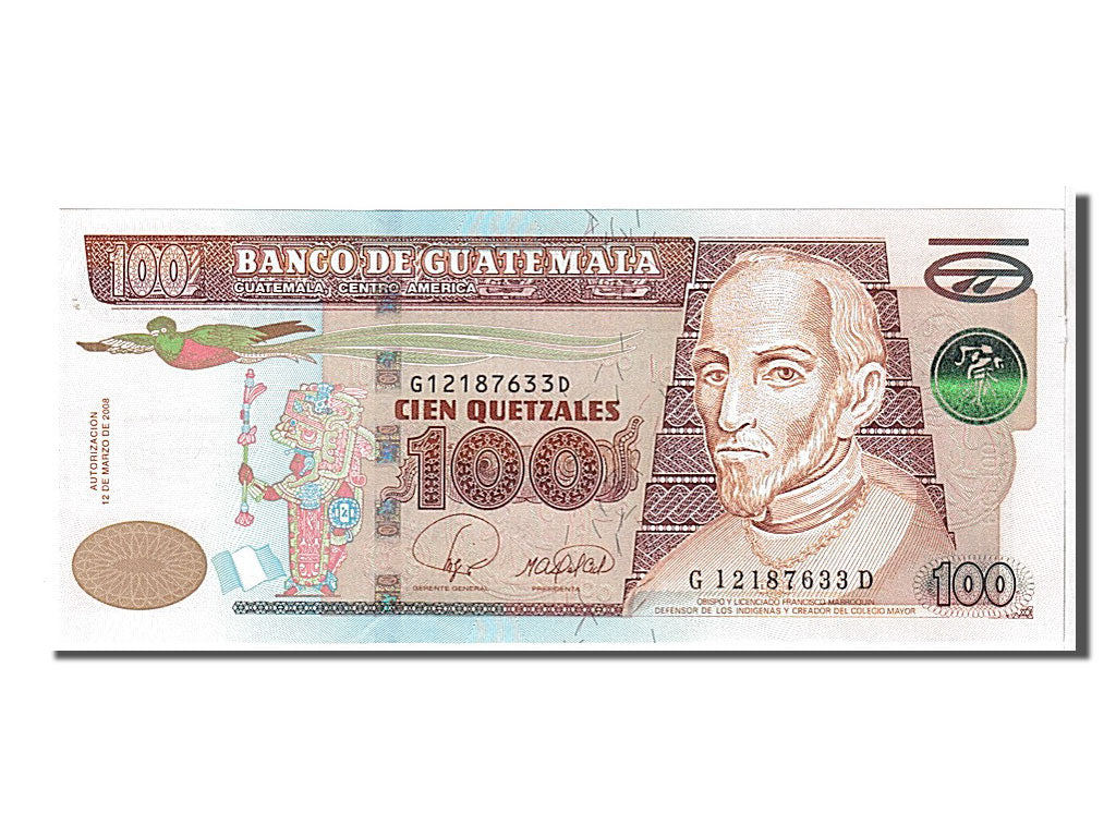 bankovka, 
  
  Guatemala, 
  
  100 quetzalov