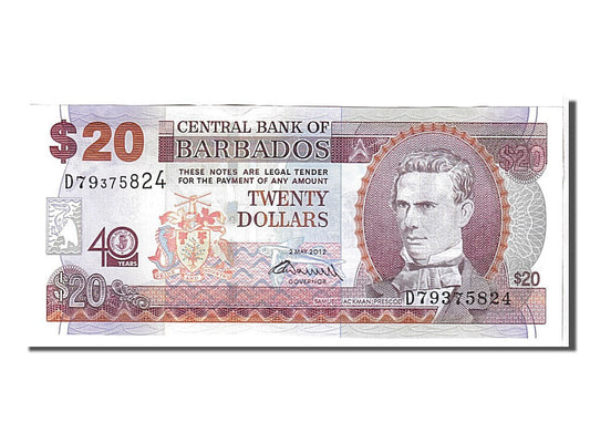 bankovka, 
  
  Barbados, 
  
  20 dolárov