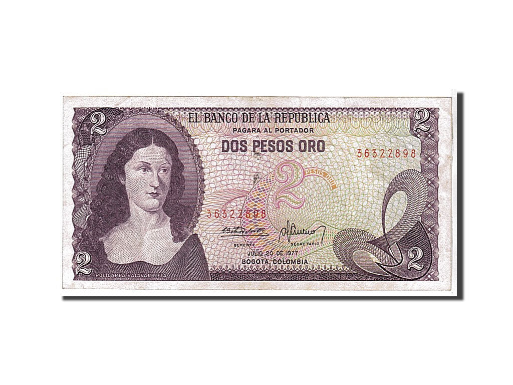 bankovka, 
  
  Kolumbia, 
  
  2 pesos Oro