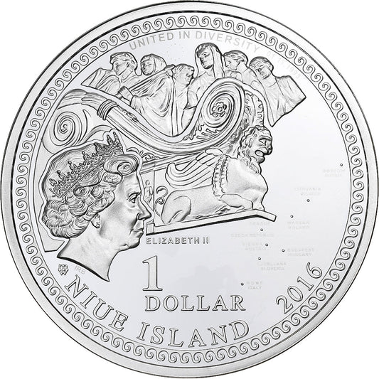 Niue, 
  
  Európa, 
  
  1 dolár