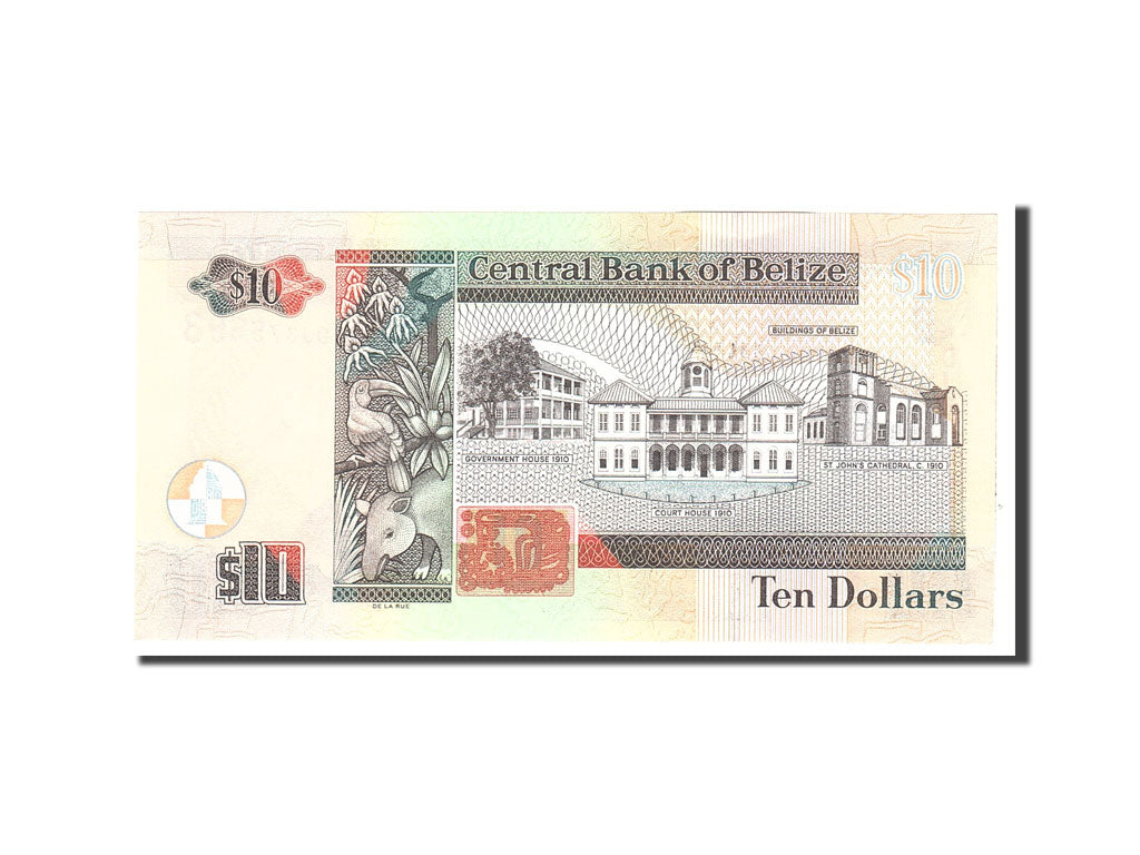 bankovka, 
  
  Belize, 
  
  10 dolárov