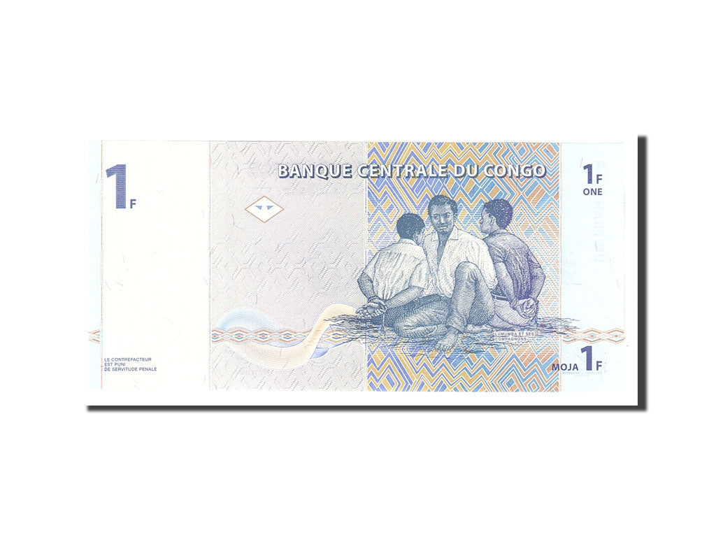 bankovka, 
  
  Demokratická republika Kongo, 
  
  1 franc