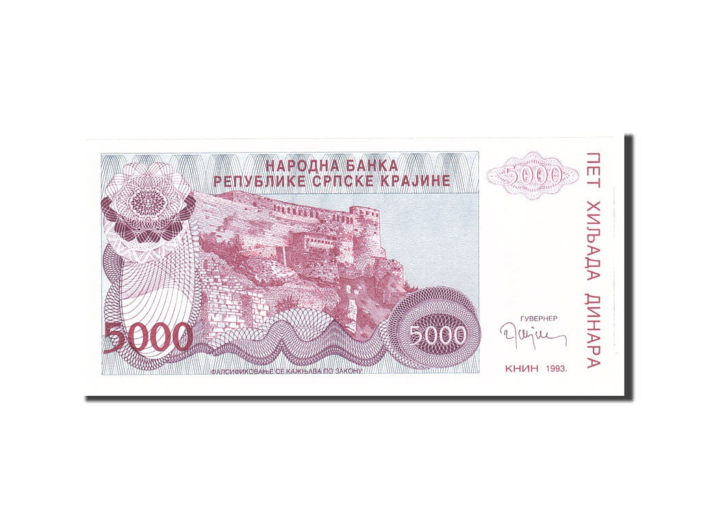 bankovka, 
  
  Chorvátsko, 
  
  5000 dinárov