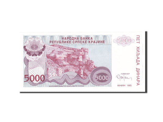 bankovka, 
  
  Chorvátsko, 
  
  5000 dinárov