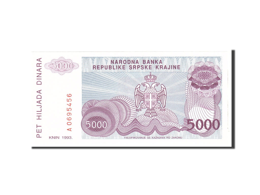 bankovka, 
  
  Chorvátsko, 
  
  5000 dinárov