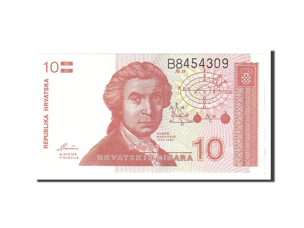 bankovka, 
  
  Chorvátsko, 
  
  10 Dinara