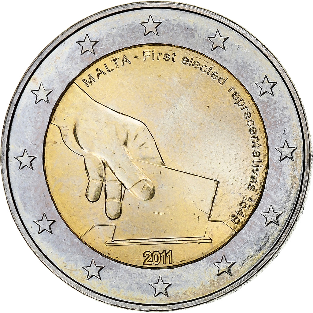 malta, 
  
  2 eurá, 
  
  Premiérové voľby 2011