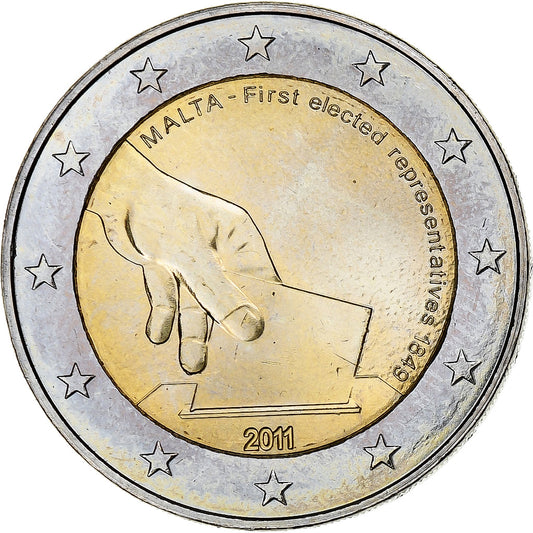 malta, 
  
  2 eurá, 
  
  Premiérové voľby 2011