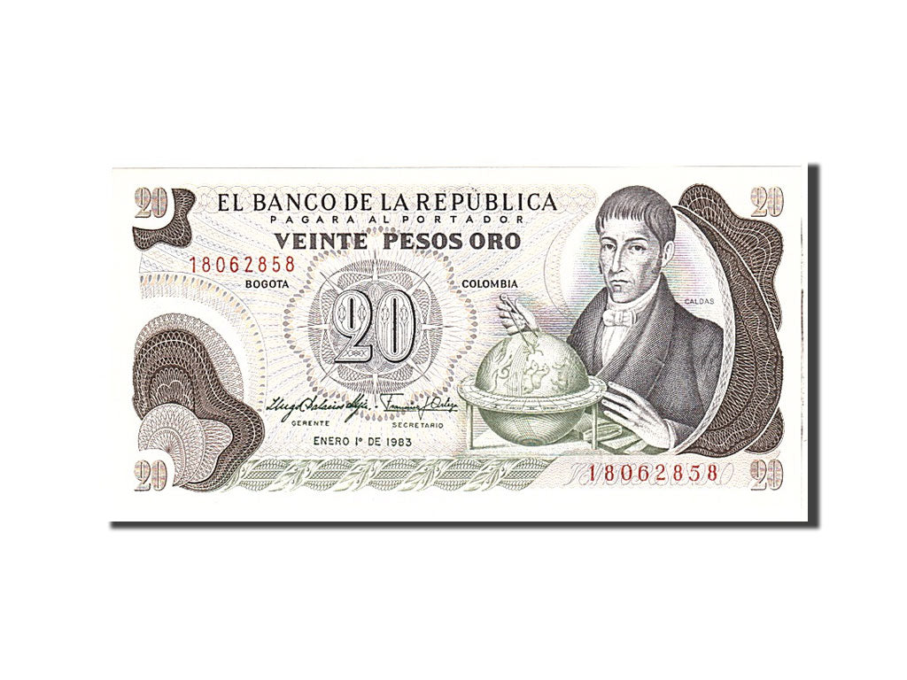 bankovka, 
  
  Kolumbia, 
  
  20 pesos oro