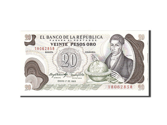 bankovka, 
  
  Kolumbia, 
  
  20 pesos oro