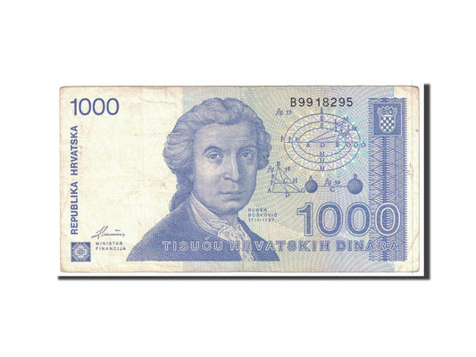 bankovka, 
  
  Chorvátsko, 
  
  1000 dinárov