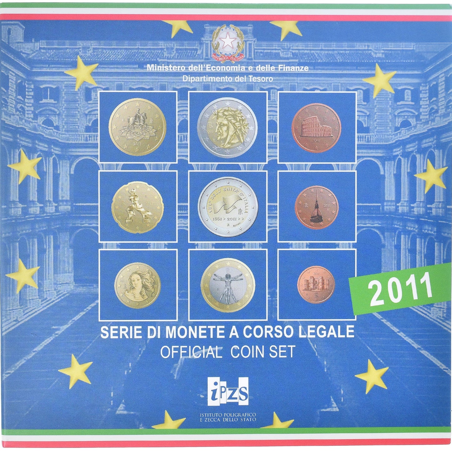 Taliansko, 
  
  Set 1 ct. - 2 eurá, 
  
  2011