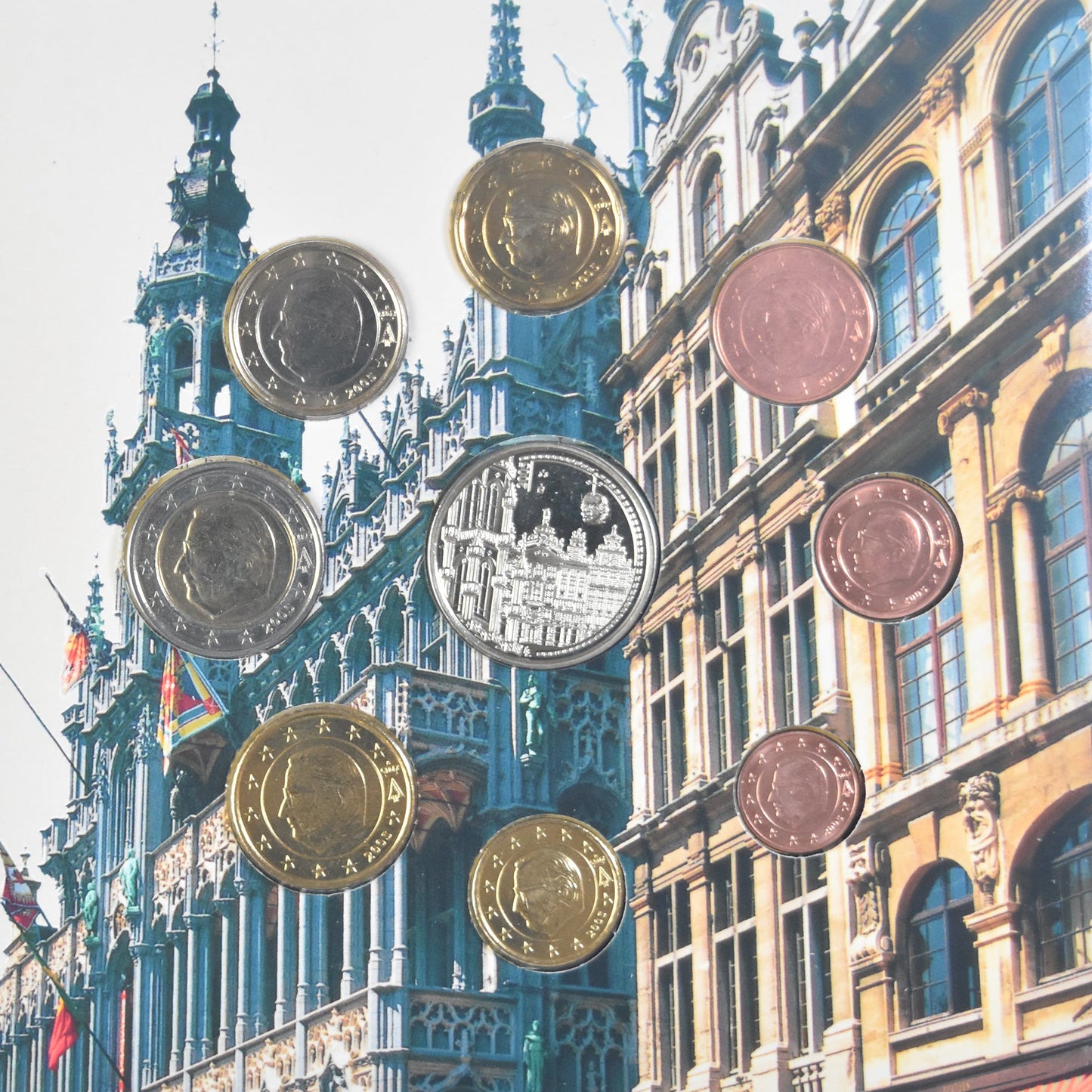 Belgicko, 
  
  1 cent až 2 eurá, 
  
  eurový set - Grand'Place de Bruxelles