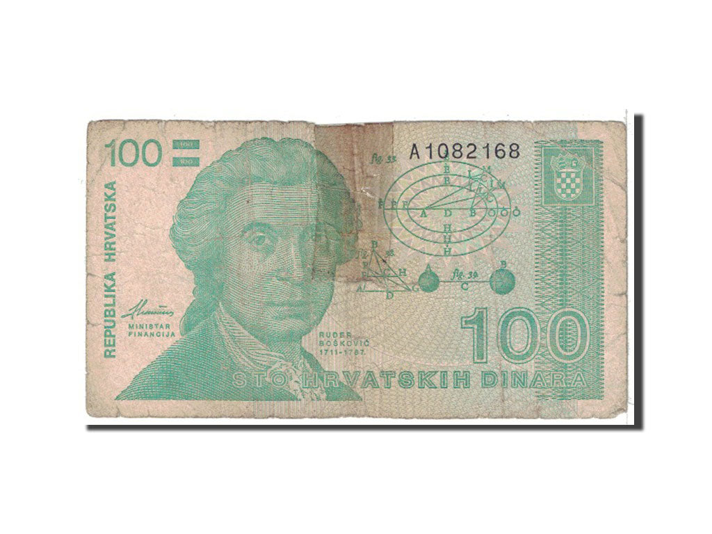 bankovka, 
  
  Chorvátsko, 
  
  100 dinárov