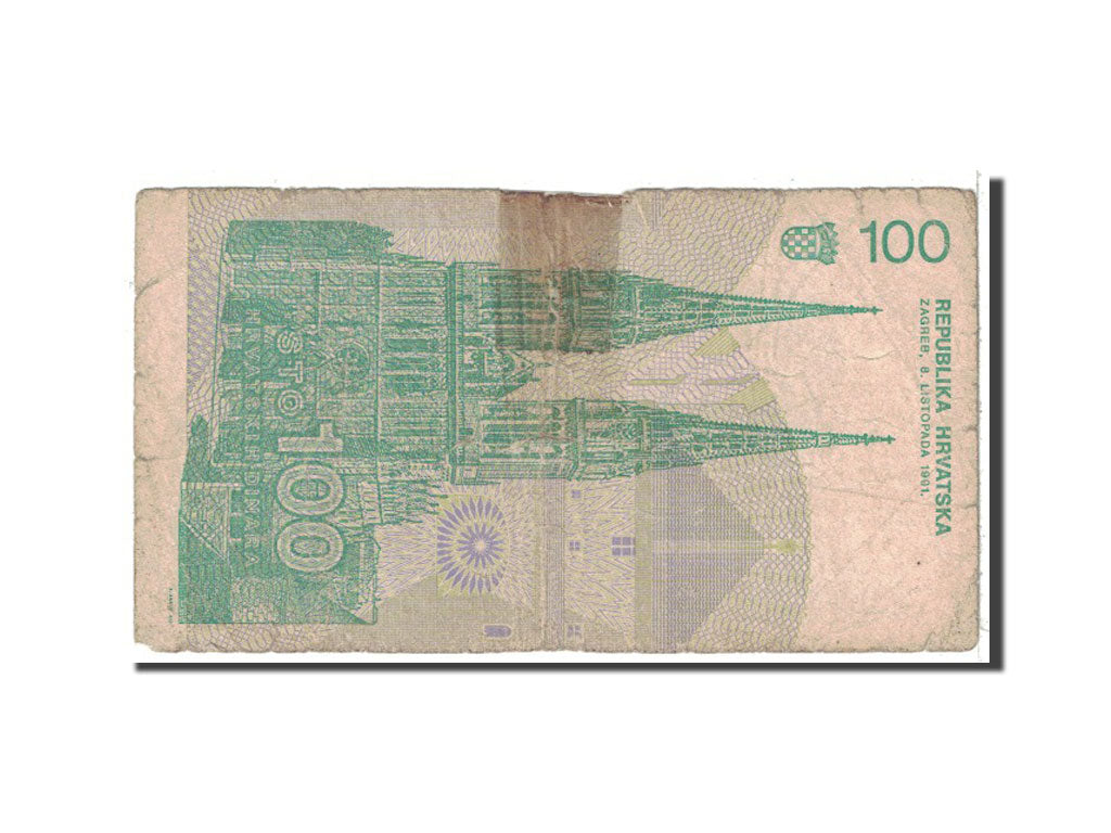 bankovka, 
  
  Chorvátsko, 
  
  100 dinárov