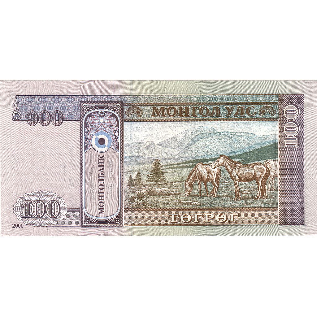 bankovka, 
  
  Mongolsko, 
  
  100 Tugrik