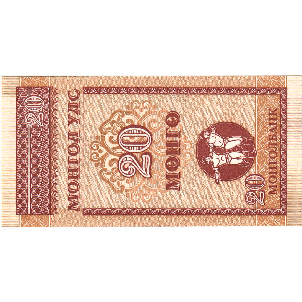 bankovka, 
  
  Mongolsko, 
  
  20 Mongo