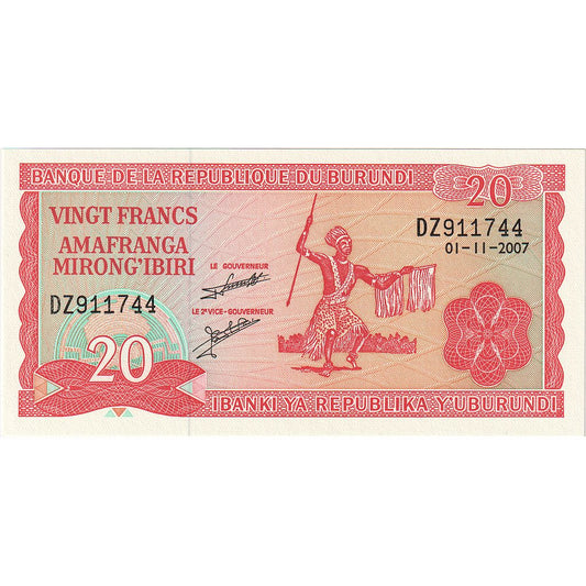 bankovka, 
  
  Burundi, 
  
  20 frankov