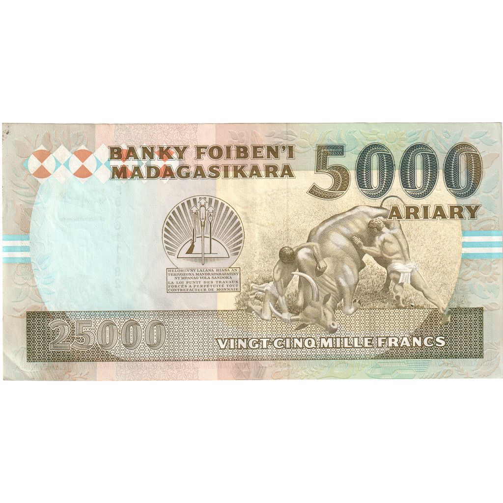 Madagaskar, 
  
  25, 
  
  000 frankov = 5000 ariary