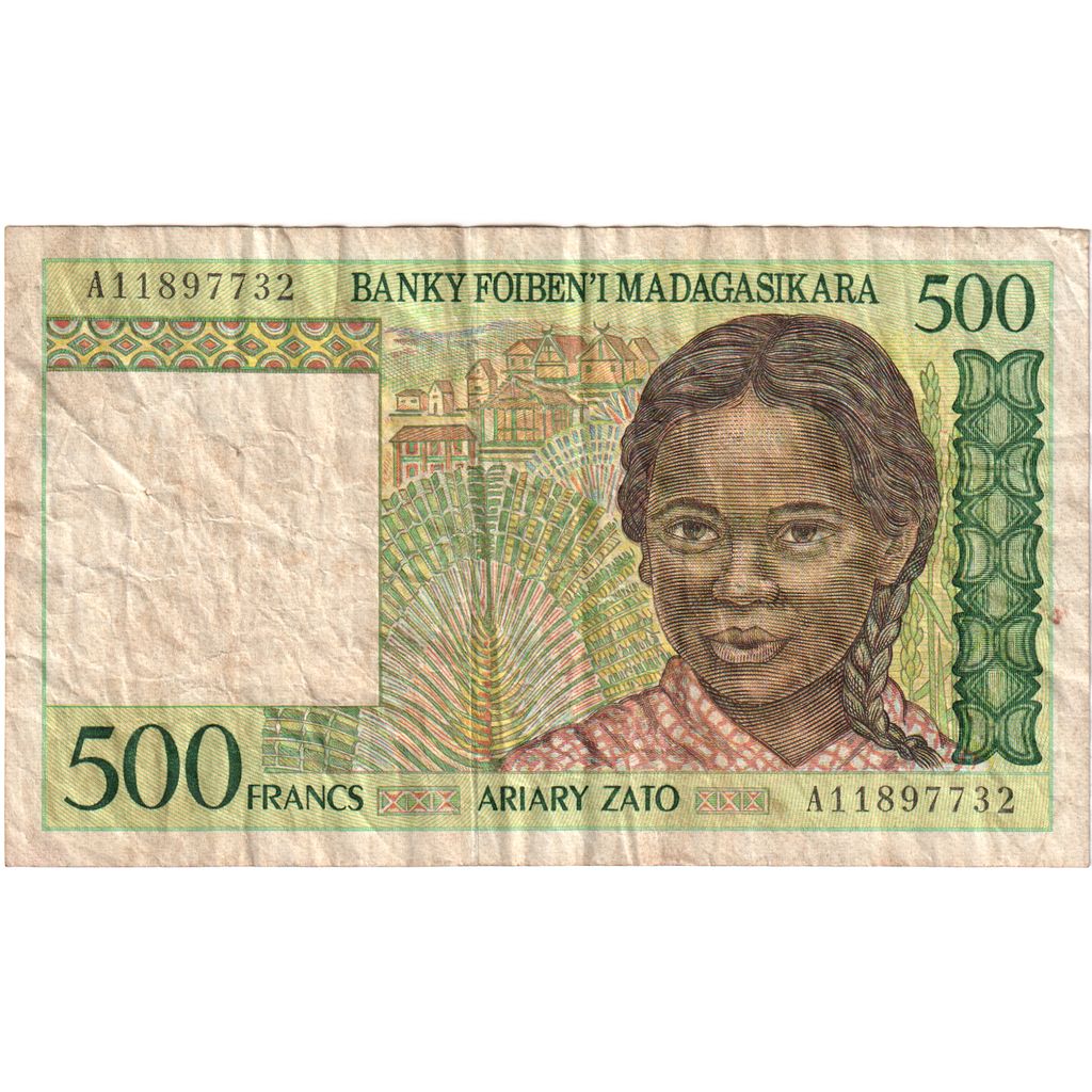 Madagaskar, 
  
  500 frankov = 100 ariary, 
  
  VF(20-25)