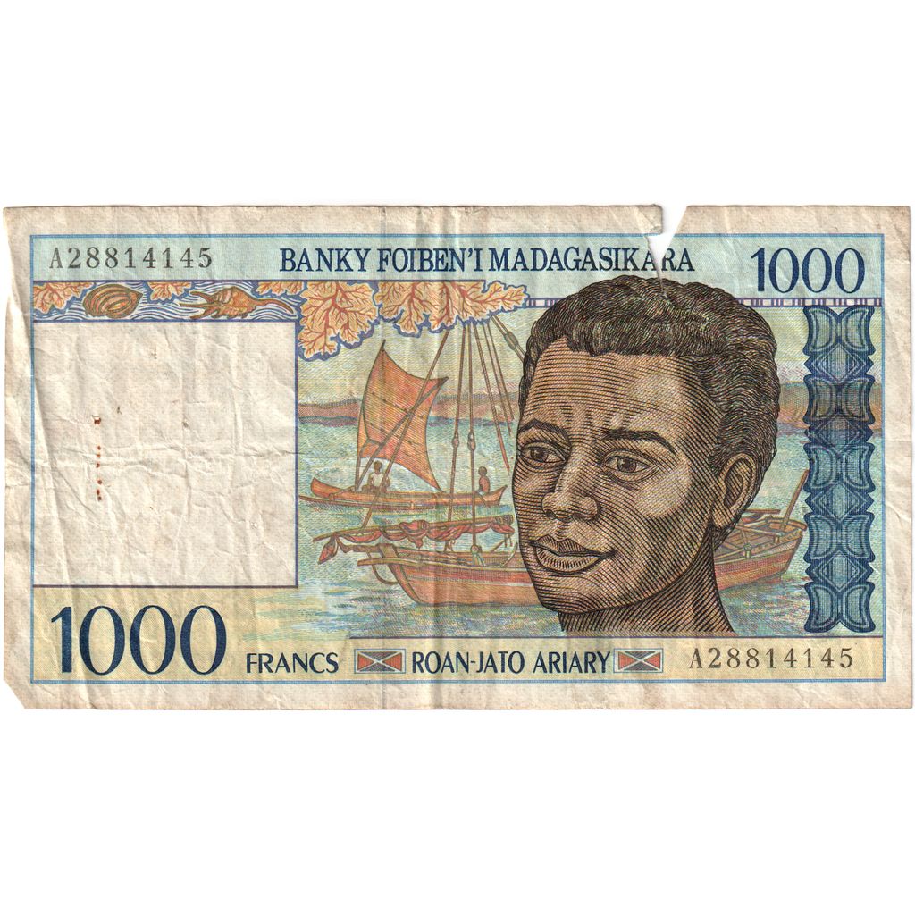 Madagaskar, 
  
  1000 frankov = 200 ariary, 
  
  G(4-6)