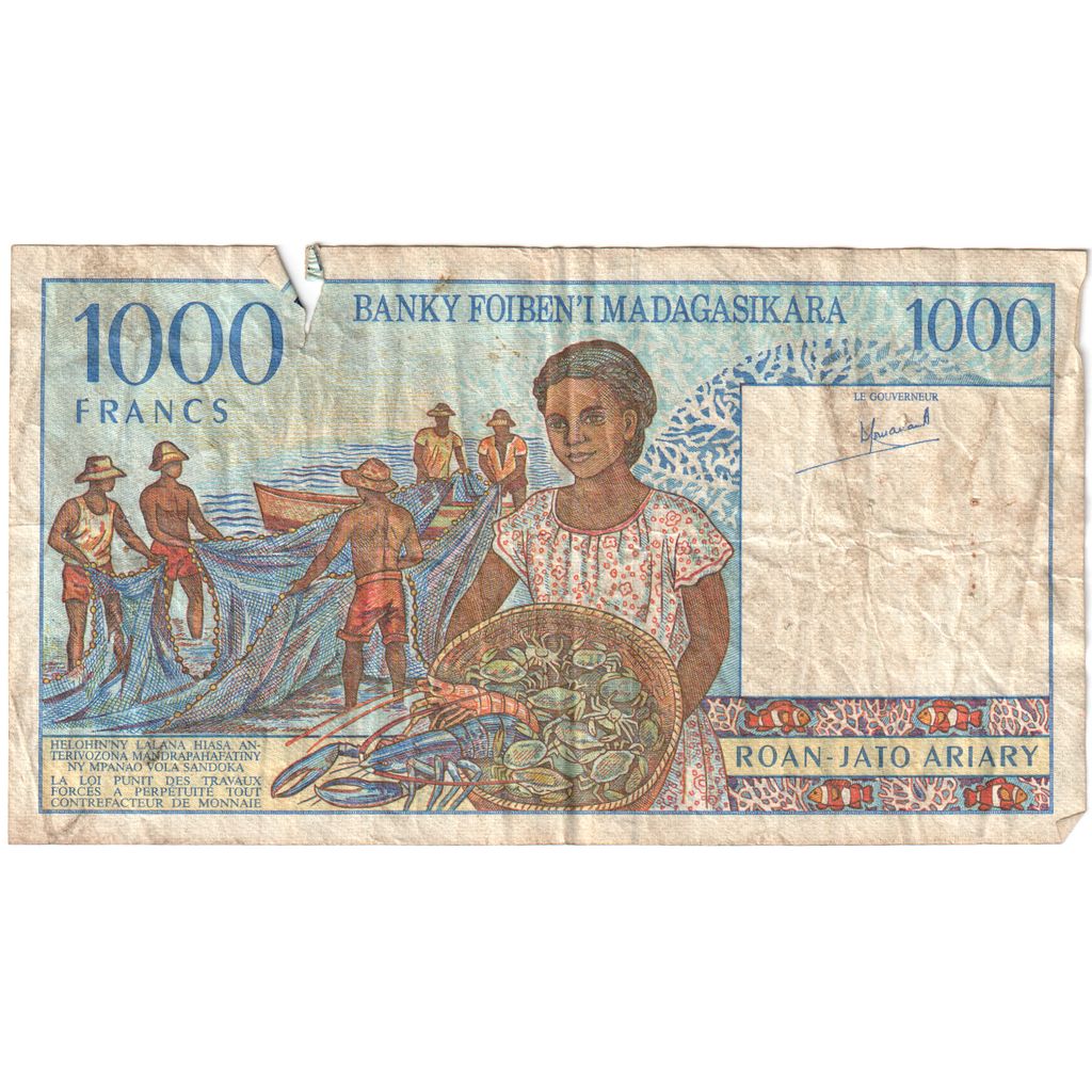 Madagaskar, 
  
  1000 frankov = 200 ariary, 
  
  G(4-6)