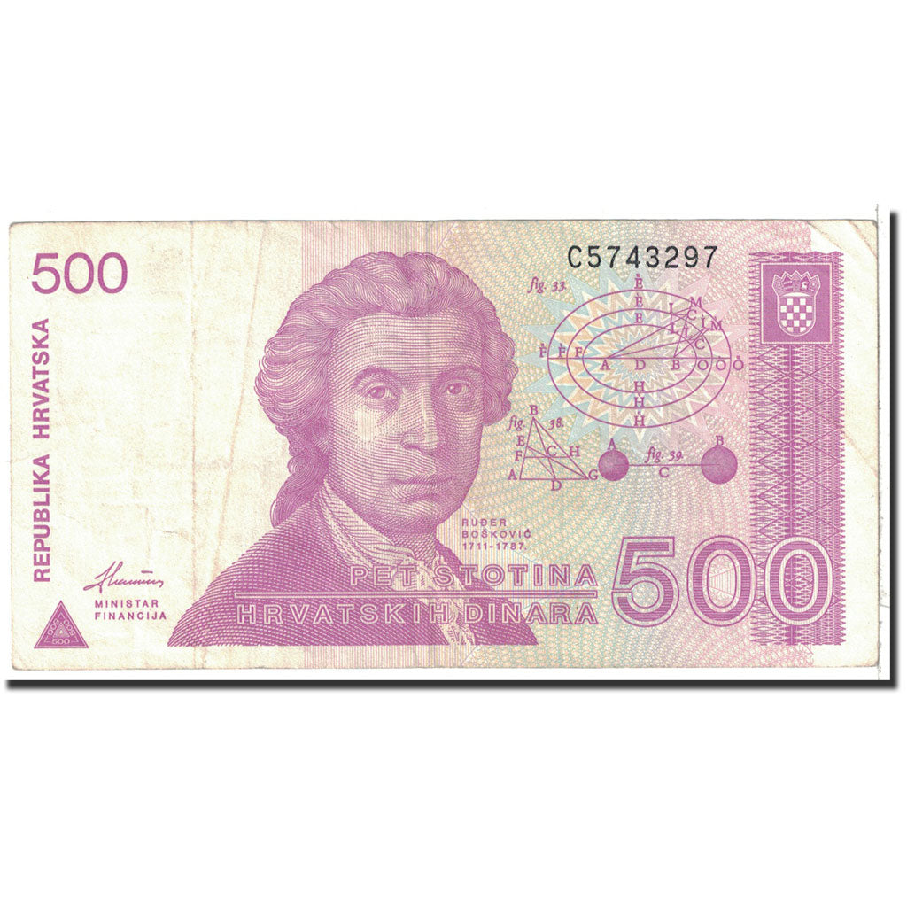 bankovka, 
  
  Chorvátsko, 
  
  500 dinárov