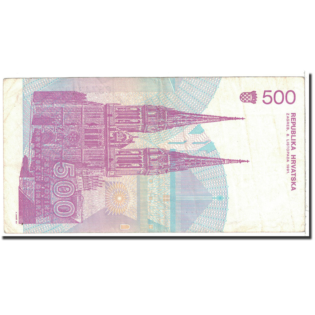 bankovka, 
  
  Chorvátsko, 
  
  500 dinárov