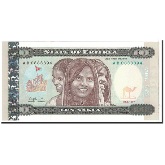 bankovka, 
  
  Eritrea, 
  
  10 Nakfa