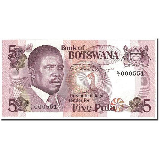 bankovka, 
  
  Botswana, 
  
  5 Pula