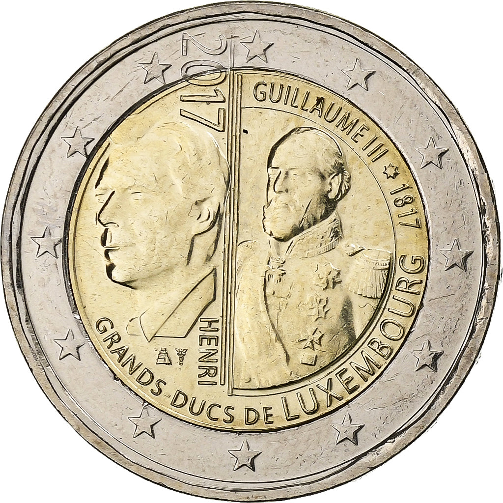 Luxembursko, 
  
  2 eurá, 
  
  Henrich I. Viliam III