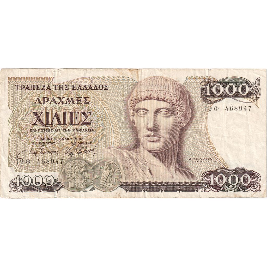 Grécko, 
  
  1000 drachiem, 
  
  1987