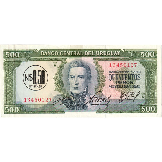 Uruguaj, 
  
  0,50 nuevo peso na 500 pesos, 
  
  Nedatované (1975)