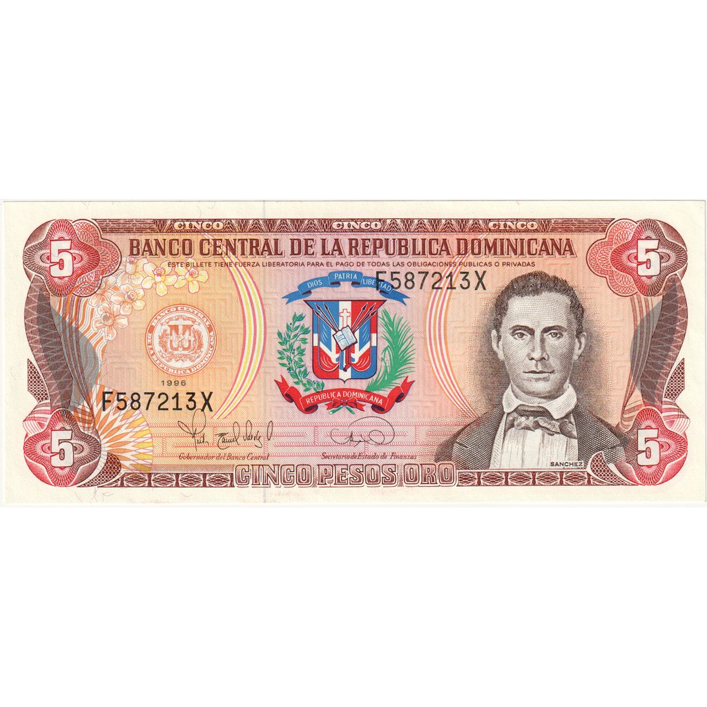 Dominikánska republika, 
  
  5 pesos oro, 
  
  1996