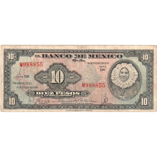 Mexiko, 
  
  10 pesos, 
  
  1953