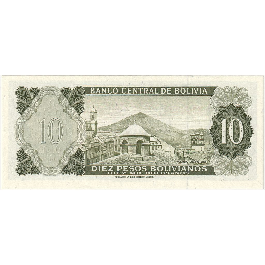 Bolívia, 
  
  10 pesos bolivianos, 
  
  1962