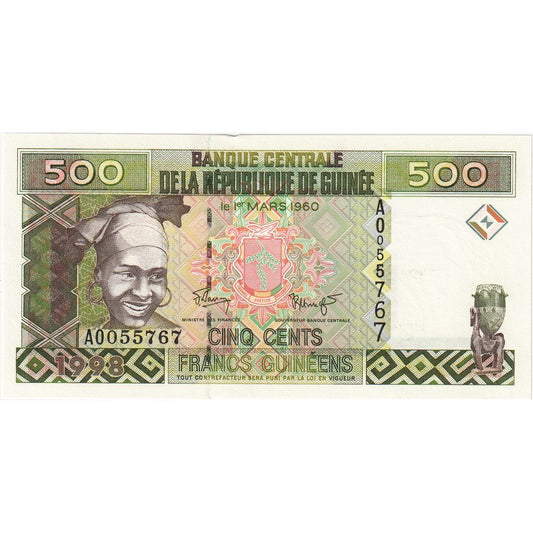 Guinea, 
  
  500 frankov, 
  
  UNC(65-70)