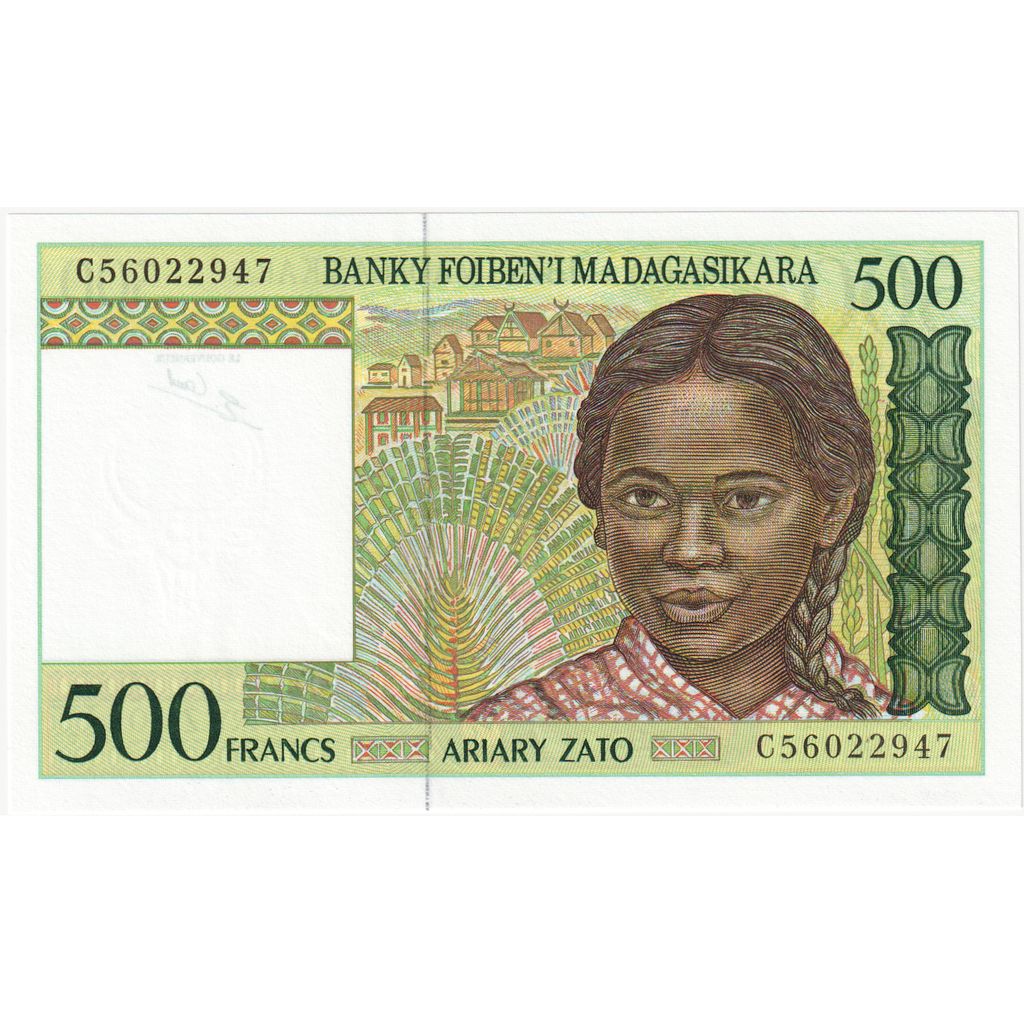 Madagaskar, 
  
  500 frankov = 100 ariary, 
  
  UNC(65-70)