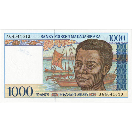 Madagaskar, 
  
  1000 frankov = 200 ariary, 
  
  UNC(65-70)